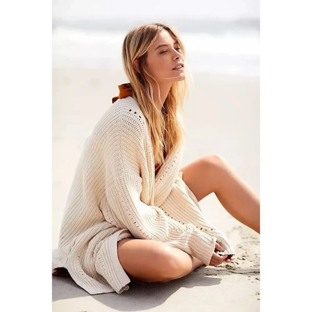 NEW FREE PEOPLE Sz XS NIGHTINGALE CARDI CARDIGAN SWEATER CREAM IVORY